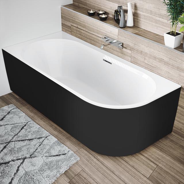 Riho Desire corner bath with panelling white/matt black, without filling function