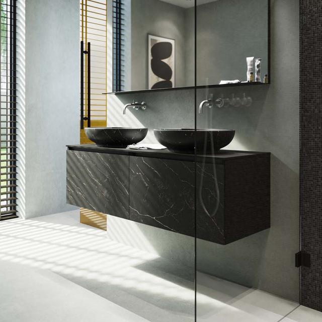 Riho Livit oval countertop washbasin marbled matt black