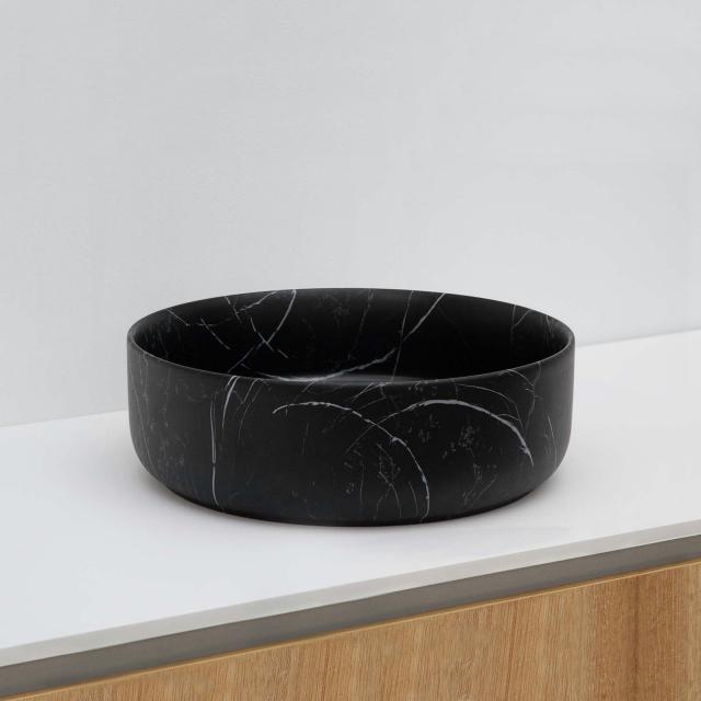 Riho Livit round countertop washbasin marbled matt black