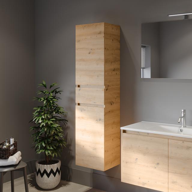 Riho Porto tall unit with 2 doors and 1 pull-out compartment light oak
