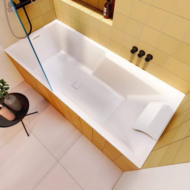 Riho Still Shower rectangular bath with shower zone and lighting, built-in without filling function