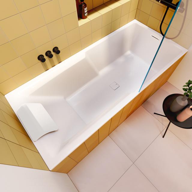 Riho Still Shower rectangular bath with shower zone and lighting, built-in with filling function