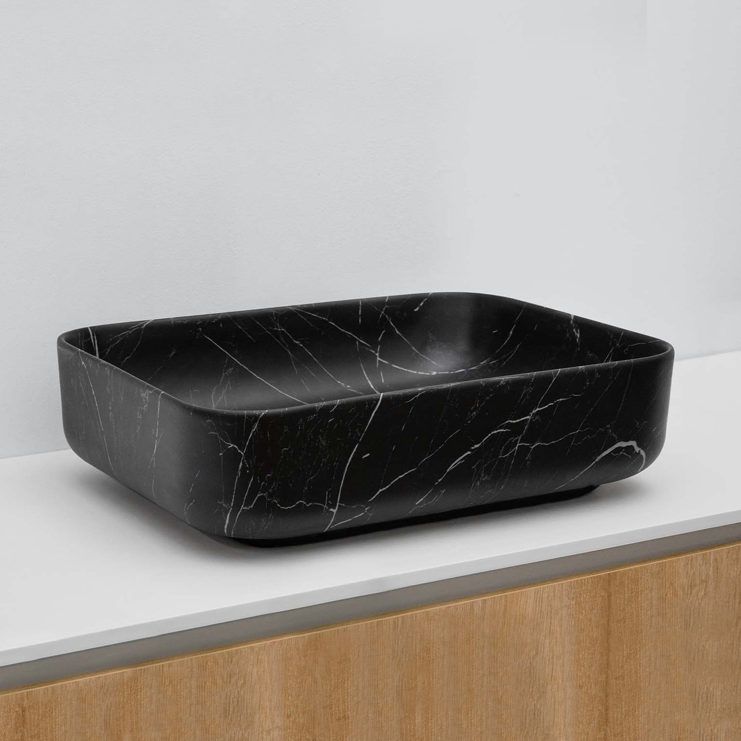 Riho Livit square countertop washbasin marbled matt black - W031003M01 ...