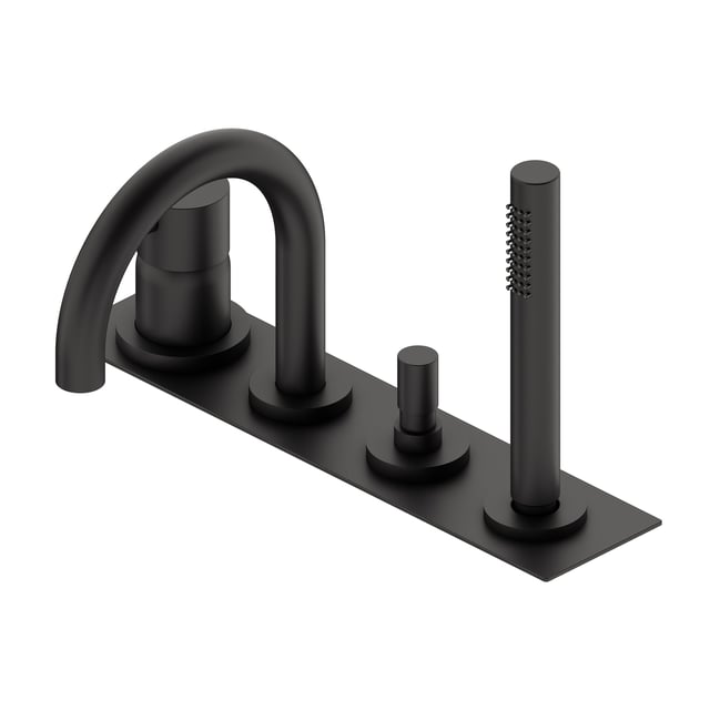 HEYMYTAP Rubinetto Lavabo Bagno Nero Opaco 3 Fori: Ottone Massiccio, Beccuccio A Cascata, 2 Maniglie, Scarico Pop-Up Incluso, 4-16 Pollici