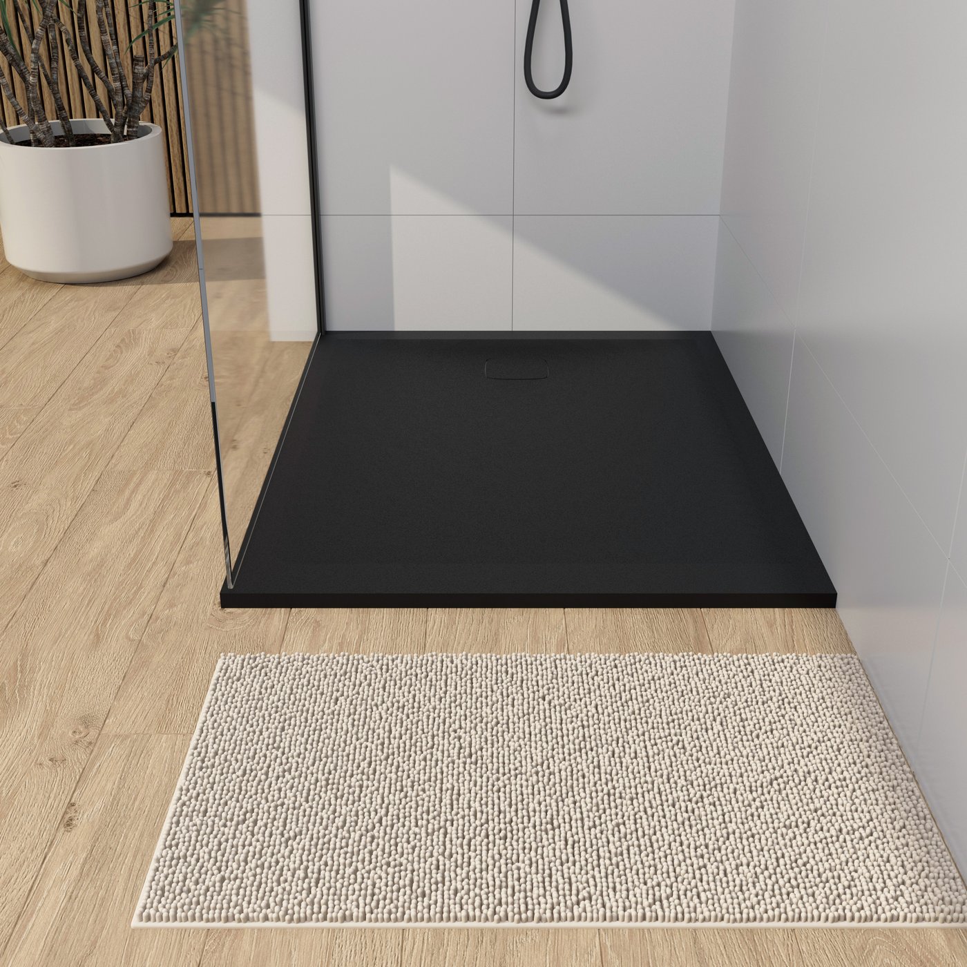 rivea Dia square piatto doccia rettangolare Effetto pietra nero opaco ...