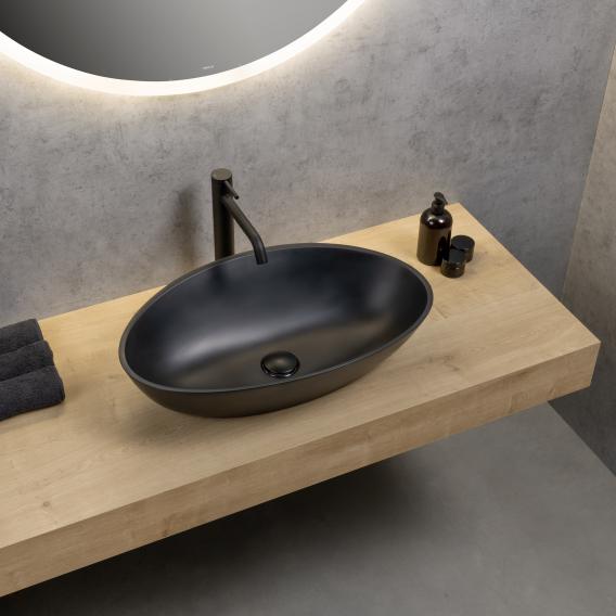 rivea Bahri countertop washbasin W: 60 H: 16.1 D: 36 cm, with easy-care surface matt black