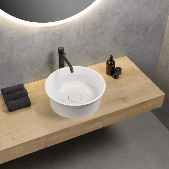 rivea Maila countertop washbasin Ø 40 H: 15.9 cm, with easy-care surface white