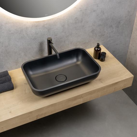 rivea Malie countertop washbasin W: 60 H: 16.6 D: 38 cm, with easy-care surface matt black