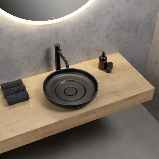 rivea Kanya countertop washbasin Ø 40 H: 10.1 cm, with easy-care surface matt black