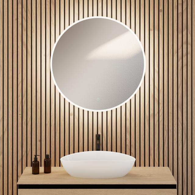 rivea Kanya illuminated mirror Ø 80 cm, with full frame lighting, direct