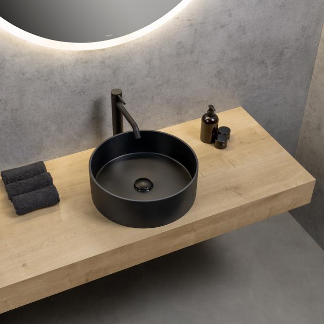 rivea Maila countertop washbasin Ø 38 H: 13.2 cm, with easy-care surface matt black
