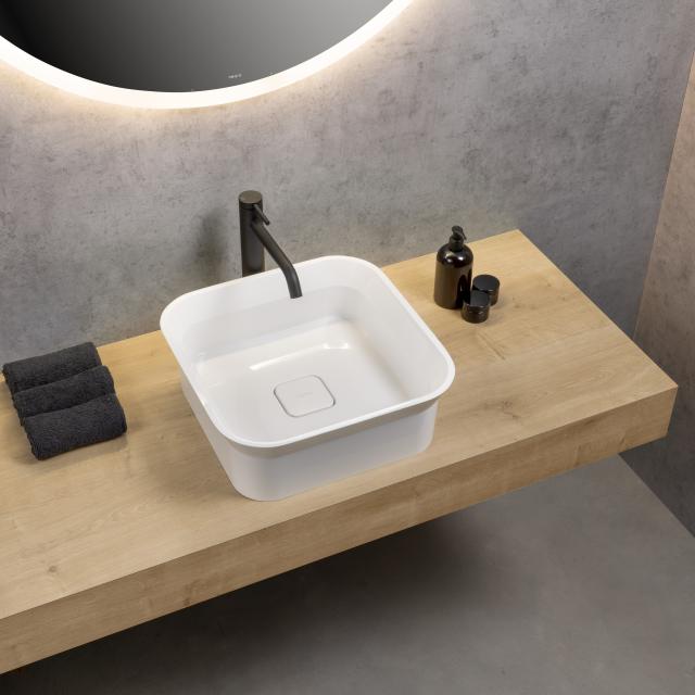 rivea Maila countertop washbasin W: 40 H: 15.9 D: 40 cm, with easy-care surface white