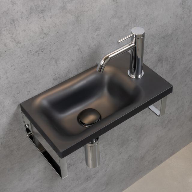 rivea Picabo hand washbasin with towel rails W: 40 H: 10 D: 22 cm, with easy-care surface matt black