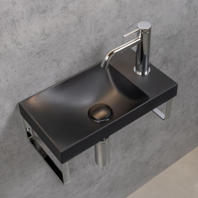 rivea Picabo hand washbasin with towel rails W: 40 H: 10.2 D: 22 cm, with easy-care surface matt black
