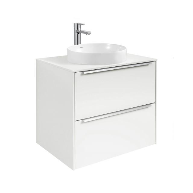 Roca Inspira Lavabo semi-encastré, rond, avec meuble sous-lavabo, 2 tiroirs Façade blanc brillant/corps du meuble blanc brillant