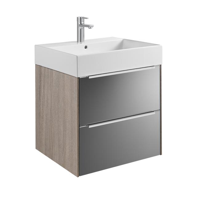 Roca Inspira vanity unit with washbasin with 2 pull-out compartments anthracite/mirrored/city oak