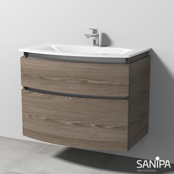 Sanipa Curv Vanity Unit With 2 Pull, Curved Front Bathroom Vanity Unit