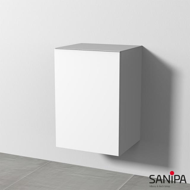 Sanipa 3way add-on unit with 1 door front soft white / corpus soft white, with tip-on technology
