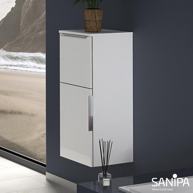 Sanipa 3way medium unit with 1 door and 1 pull-out compartment white gloss, with handle strip