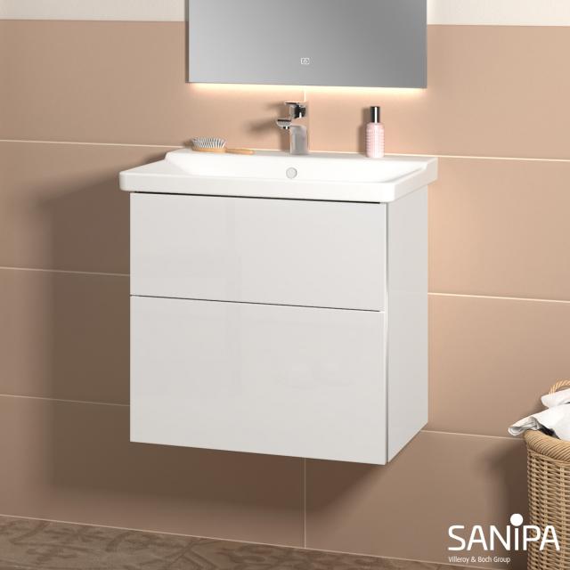 Sanipa 3way vanity unit with 2 pull-out compartments for P3 Comforts front soft white / corpus soft white