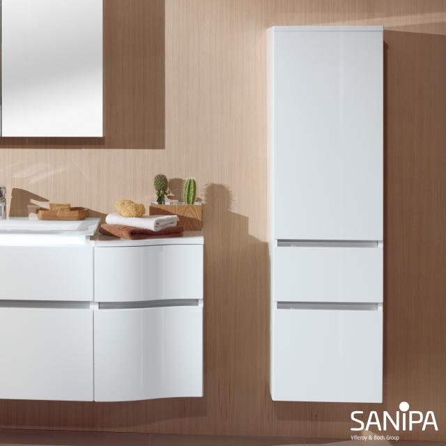 Sanipa CantoBay medium unit with 1 door and 2 drawers front white gloss / corpus white gloss