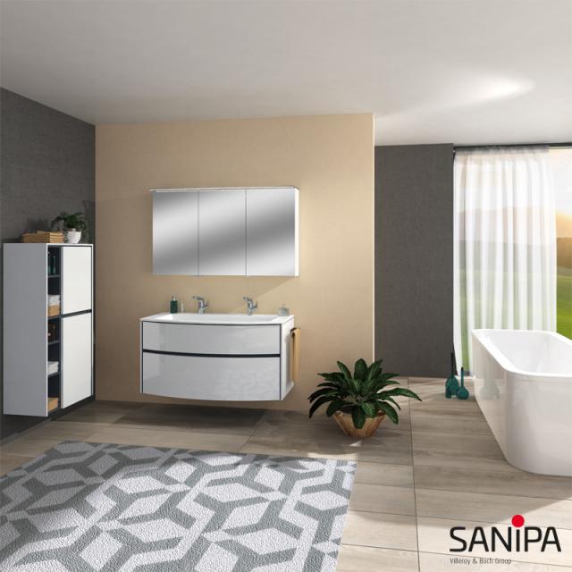 Sanipa Reflection MALTE mirror cabinet with LED lighting white gloss