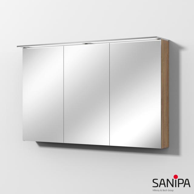 Sanipa Reflection mirror cabinet MALTE with lighting and 3 doors kansas oak