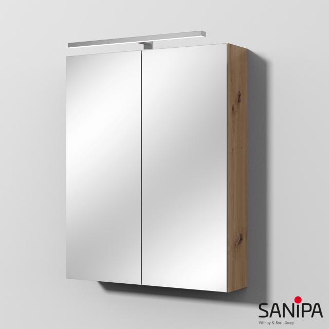 Sanipa Reflection mirror cabinet MILLA with lighting and 2 doors oak natural touch