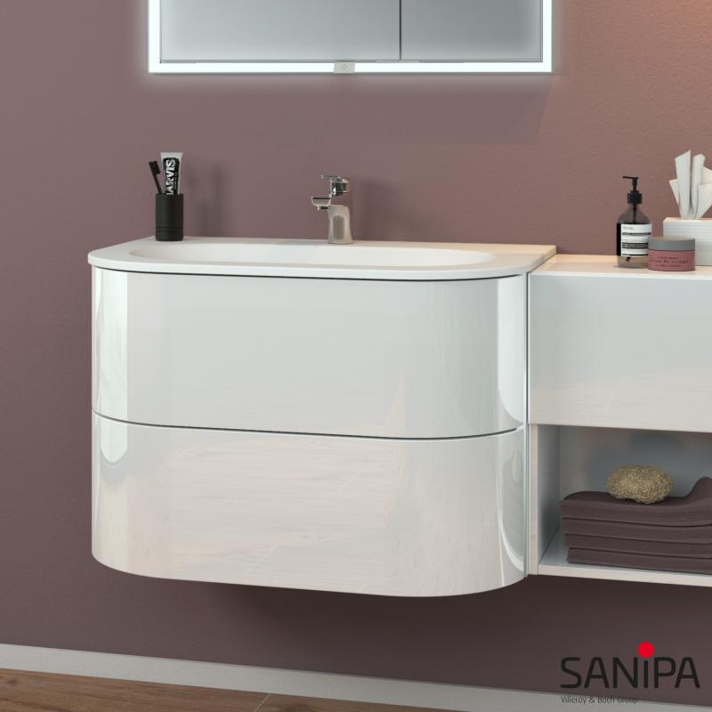 Sanipa 4balance Lavabo avec meuble sous-lavabo, 2 tiroirs, DL20278