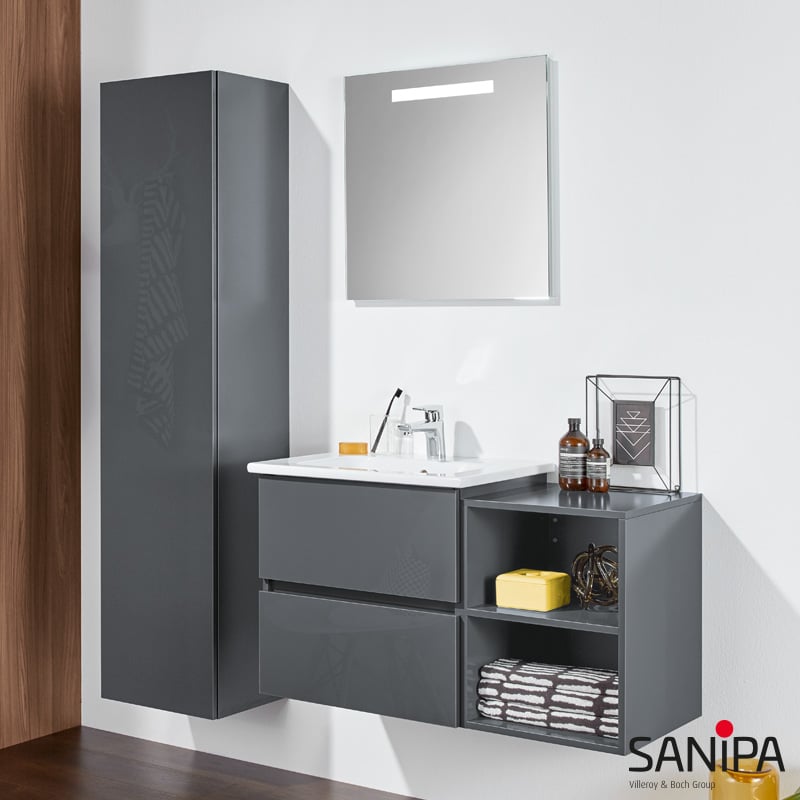 Sanipa Solo One Euphoria Ceramic Washbasin With Vanity Unit With 2