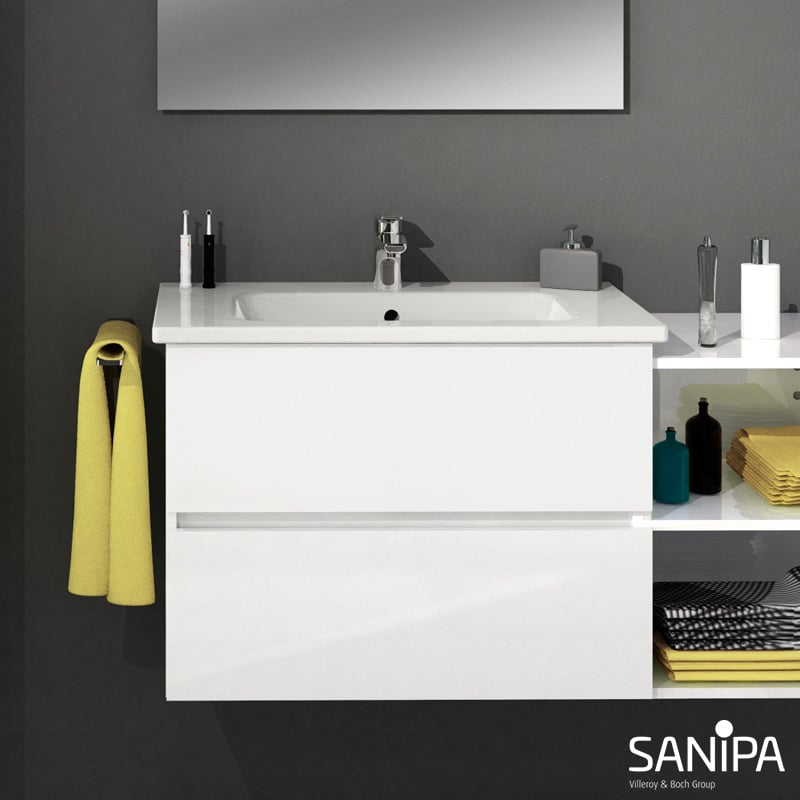 Sanipa Solo One Euphoria Ceramic Washbasin With Vanity Unit With 2