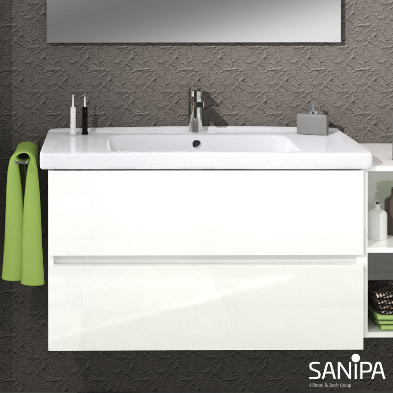 Sanipa Solo One Harmonia Lavabo avec meuble sous-lavabo, 2 tiroirs, PS03178