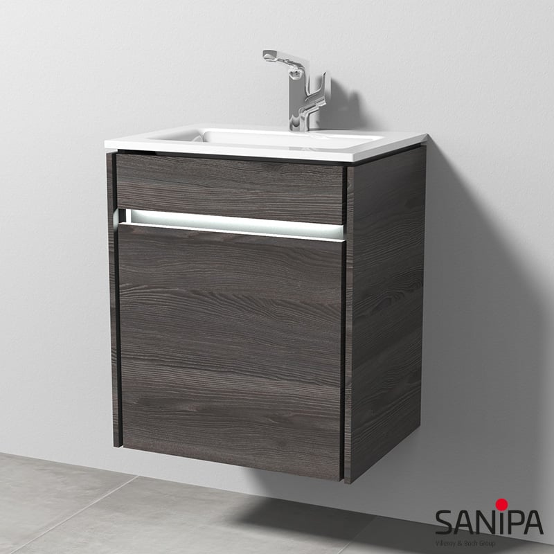 Sanipa Twigaglas Glass Washbasin With Vanity Unit With 1 Door