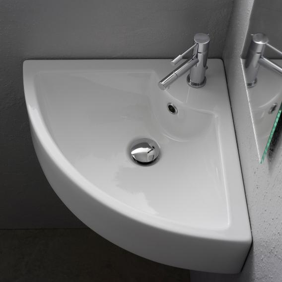 Scarabeo Square E corner countertop or wall-mounted hand washbasin white, with BIO system coating