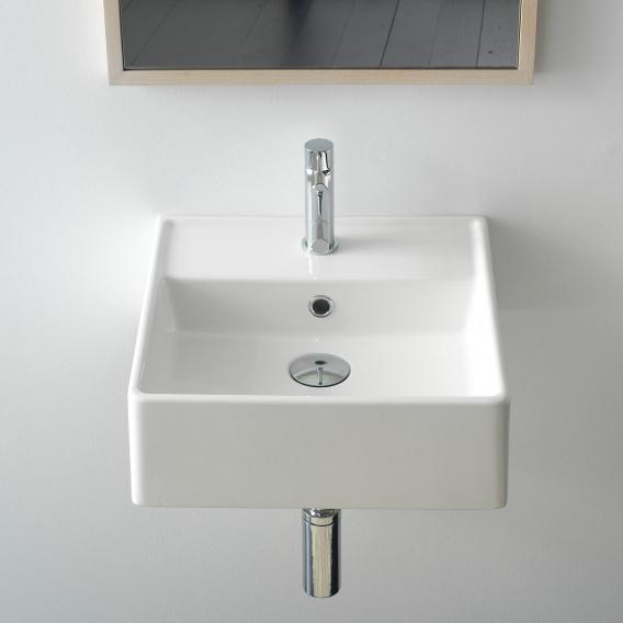 Scarabeo Teorema R countertop or wall-mounted washbasin white, with BIO system coating, without overflow