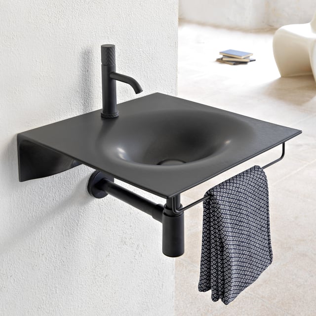Portasciugamani Nero Opaco COSMIC – Fissaggio Adesivo QuickFix Incluso, Design Minimalista 41 Cm