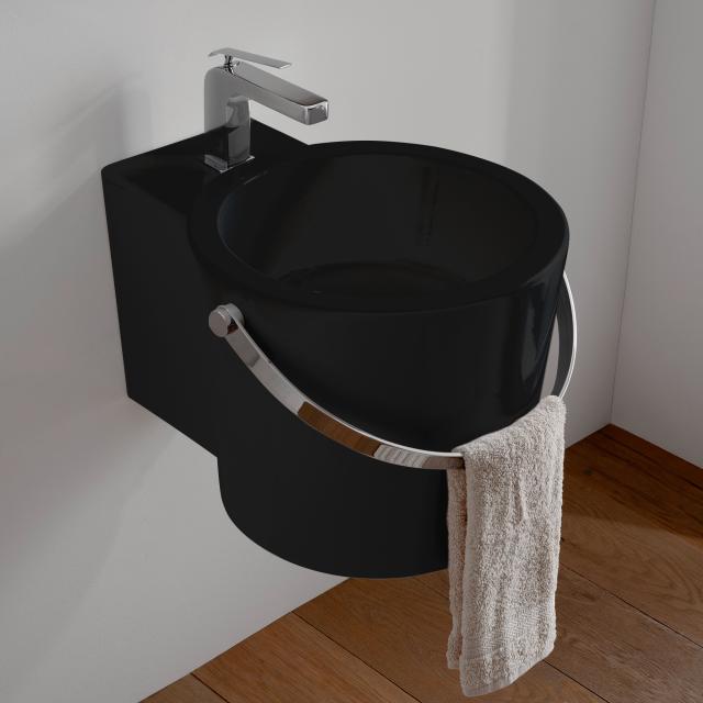 Scarabeo Bucket countertop or wall-mounted washbasin black, with BIO system coating