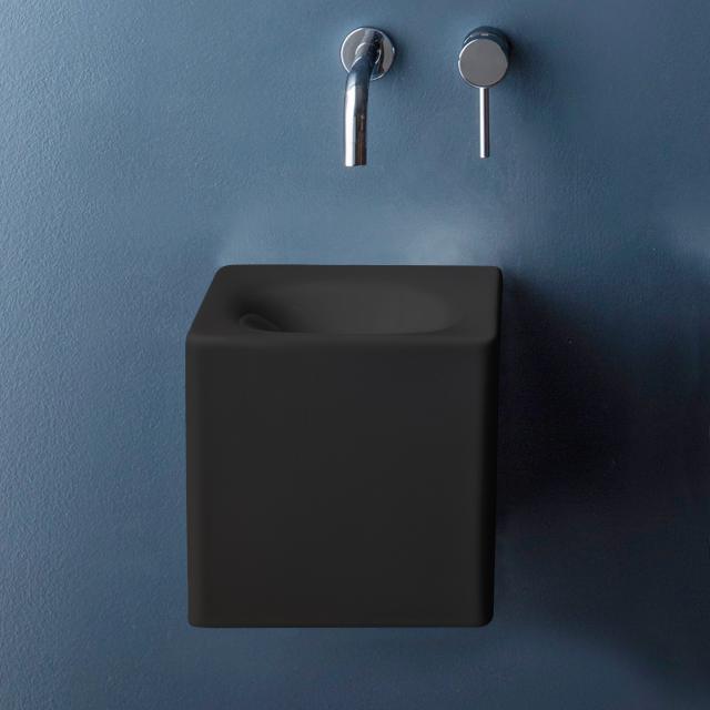 Scarabeo Cube countertop or wall-mounted hand washbasin matt black, with BIO system coating