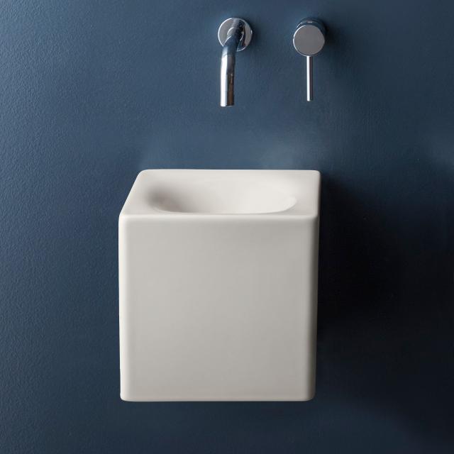 Scarabeo Cube countertop or wall-mounted hand washbasin matt white, with BIO system coating