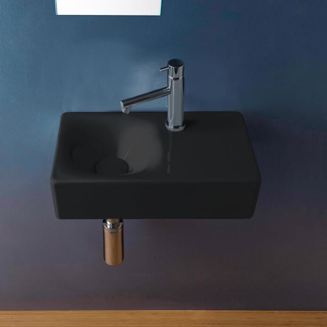 Scarabeo Cube countertop or wall-mounted hand washbasin black, with BIO system coating