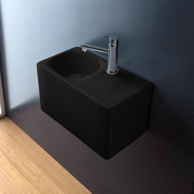 Scarabeo Cube countertop or wall-mounted hand washbasin matt black, with BIO system coating