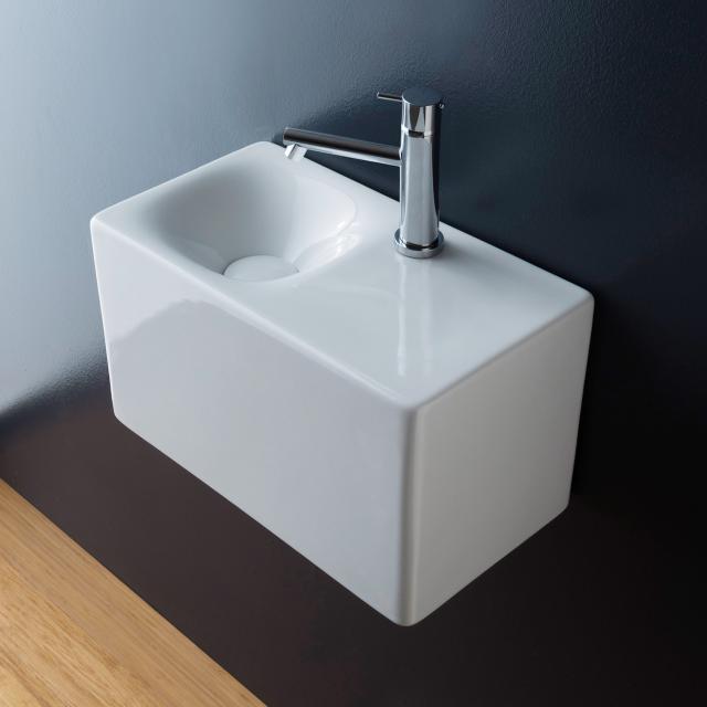 Scarabeo Cube countertop or wall-mounted hand washbasin white, with BIO system coating