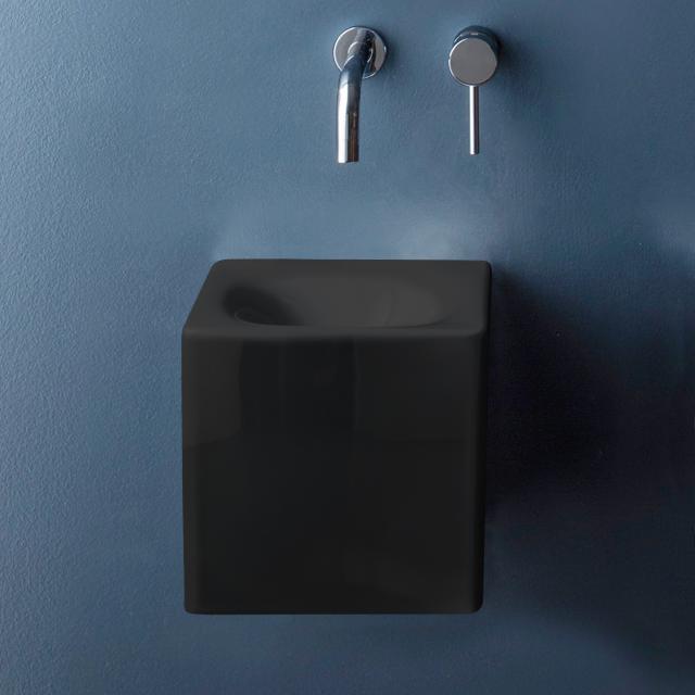 Scarabeo Cube countertop or wall-mounted washbasin black, with BIO system coating