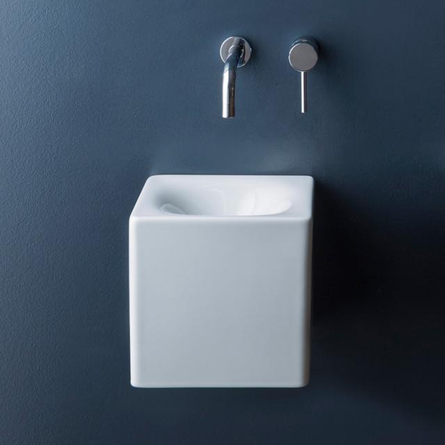 Scarabeo Cube countertop or wall-mounted washbasin white, with BIO system coating