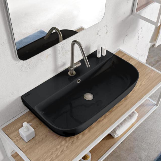Scarabeo Glam countertop or wall-mounted washbasin black, with BIO system coating
