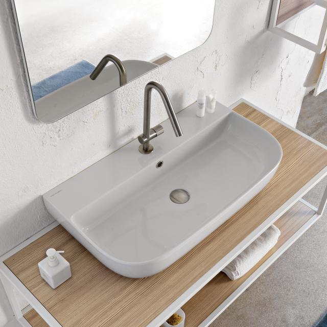Scarabeo Glam countertop or wall-mounted washbasin white, with BIO system coating