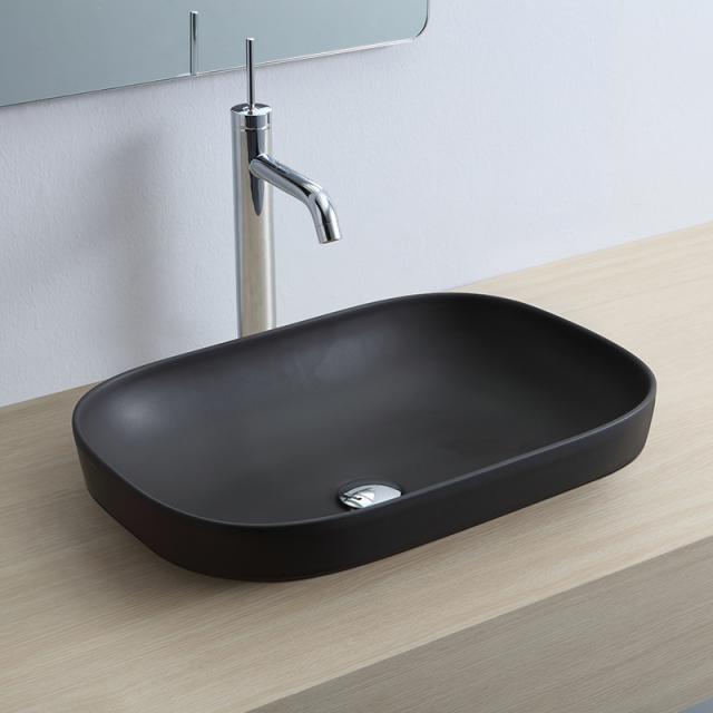 Scarabeo Glam drop-in washbasin matt black, with BIO system coating