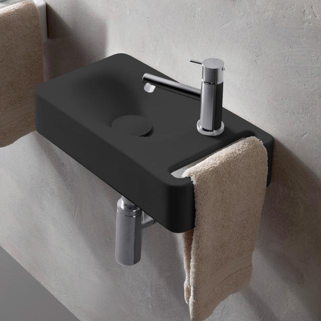 Scarabeo Hung wall-mounted hand washbasin matt black, with BIO system coating