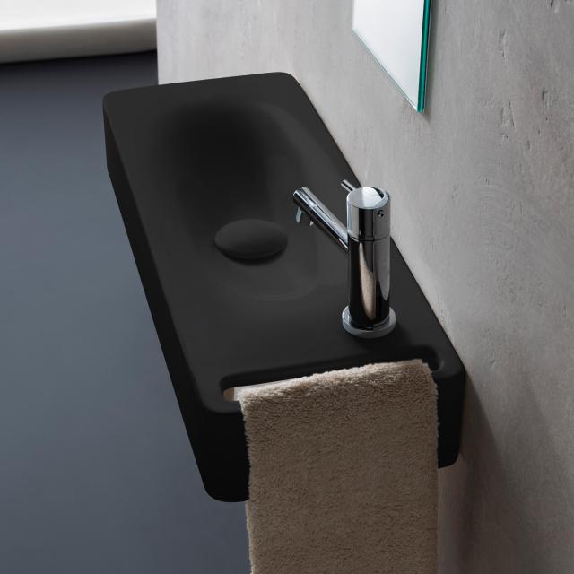 Scarabeo Hung wall-mounted hand washbasin matt black, with BIO system coating