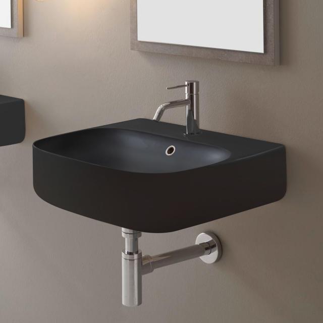Scarabeo Moon countertop or wall-mounted hand washbasin matt black, with BIO system coating